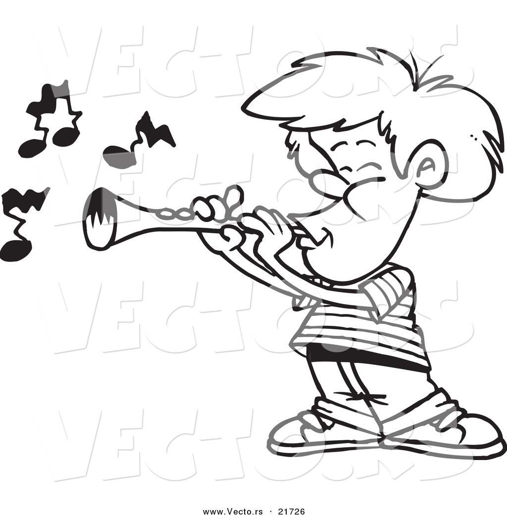 1024x1044 Vector Of A Cartoon Boy Playing A Clarinet