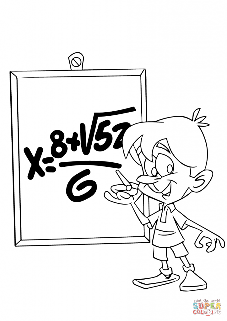 723x1024 Child In Math Class Coloring Page Download