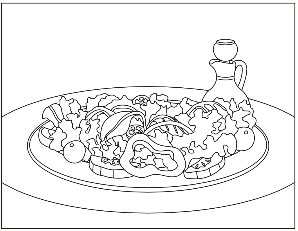 Summer Salad Coloring Page 1027x796 Summer Salad Coloring Page