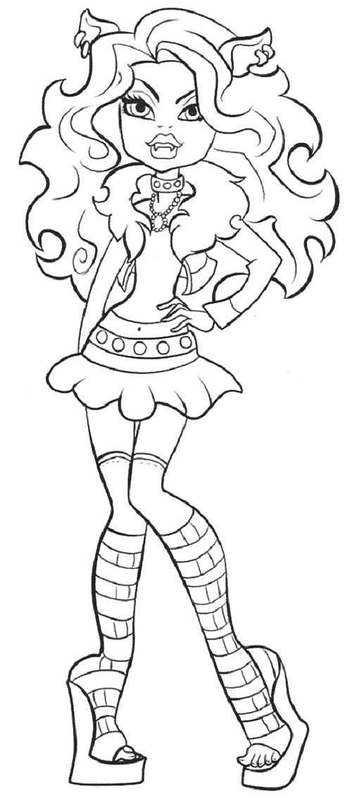 500x1142 Cute Clawdeen Wolf Coloring Page Monster High Wolf