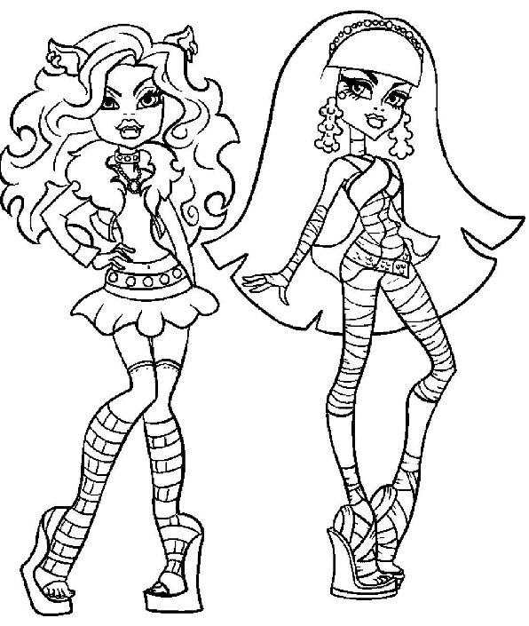 596x705 Monster High Halloween Coloring Pages Clawdeen And Cleo Monster