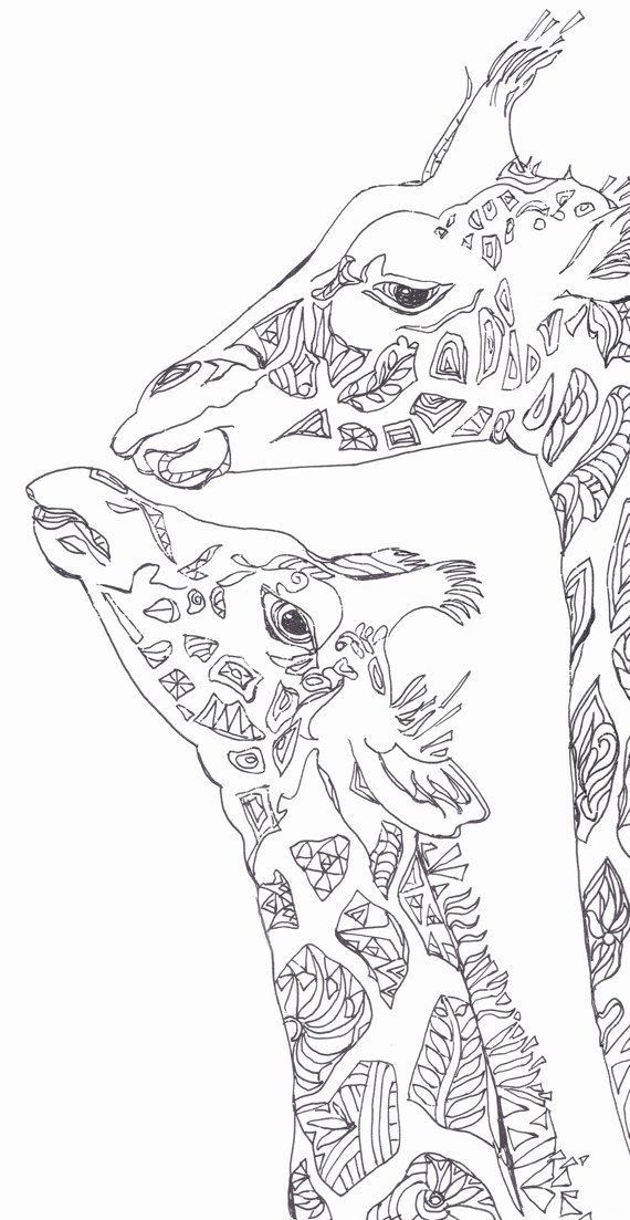570x1103 Coloring Pages Printable Adult Coloring Book Giraffe Clip Art Hand