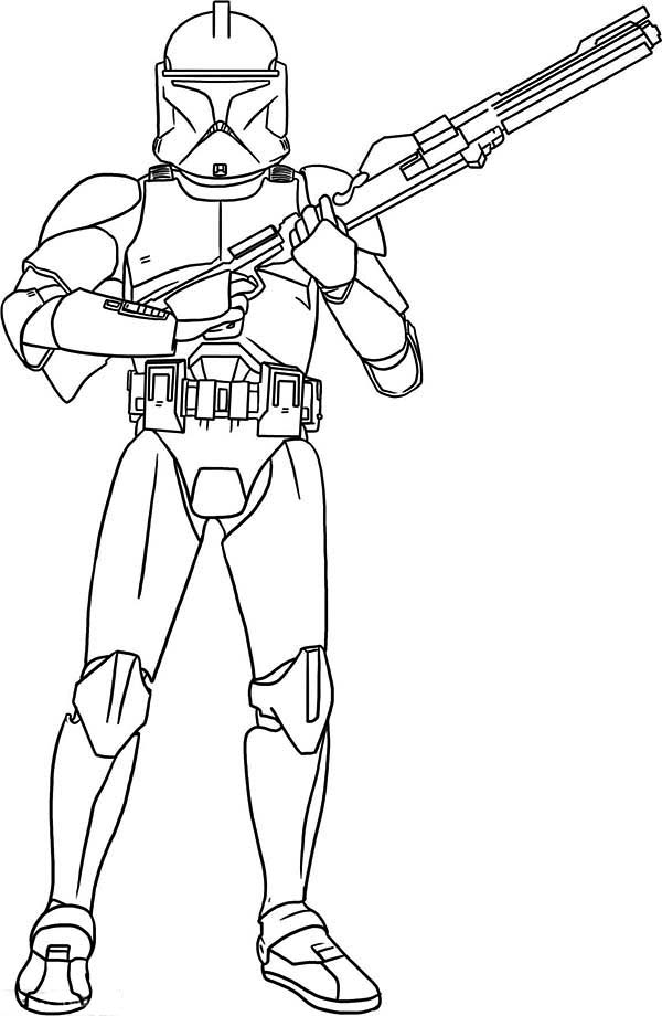 The Clone Trooper Hold A Gun In Star Wars Coloring Page 600x920 The Clone Trooper Hold A Gun In Star Wars Coloring Page