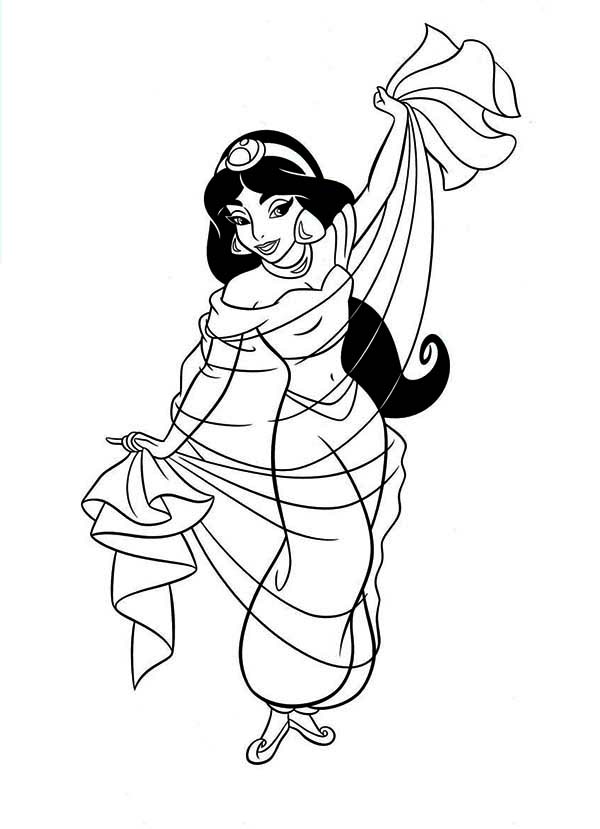 600x829 Jasmine Trying Her New Cloth Coloring Page