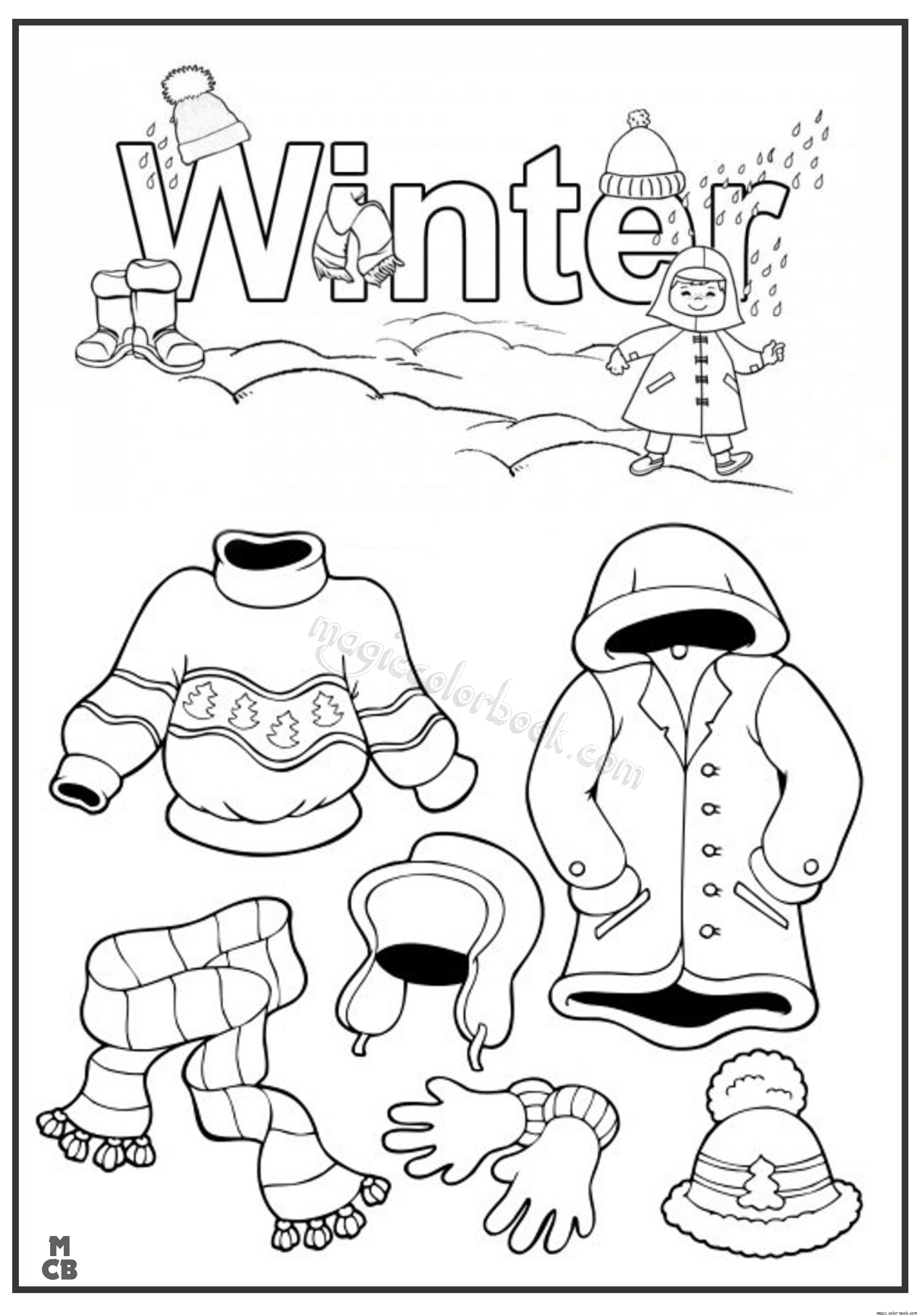 Winter Clothes Coloring Pages 01 2449x3484 Winter Clothes Coloring Pages 01