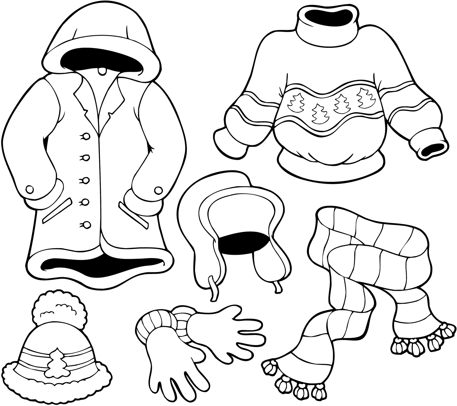 Winter Clothes Coloring Pages 1500x1334 Winter Clothes Coloring Pages