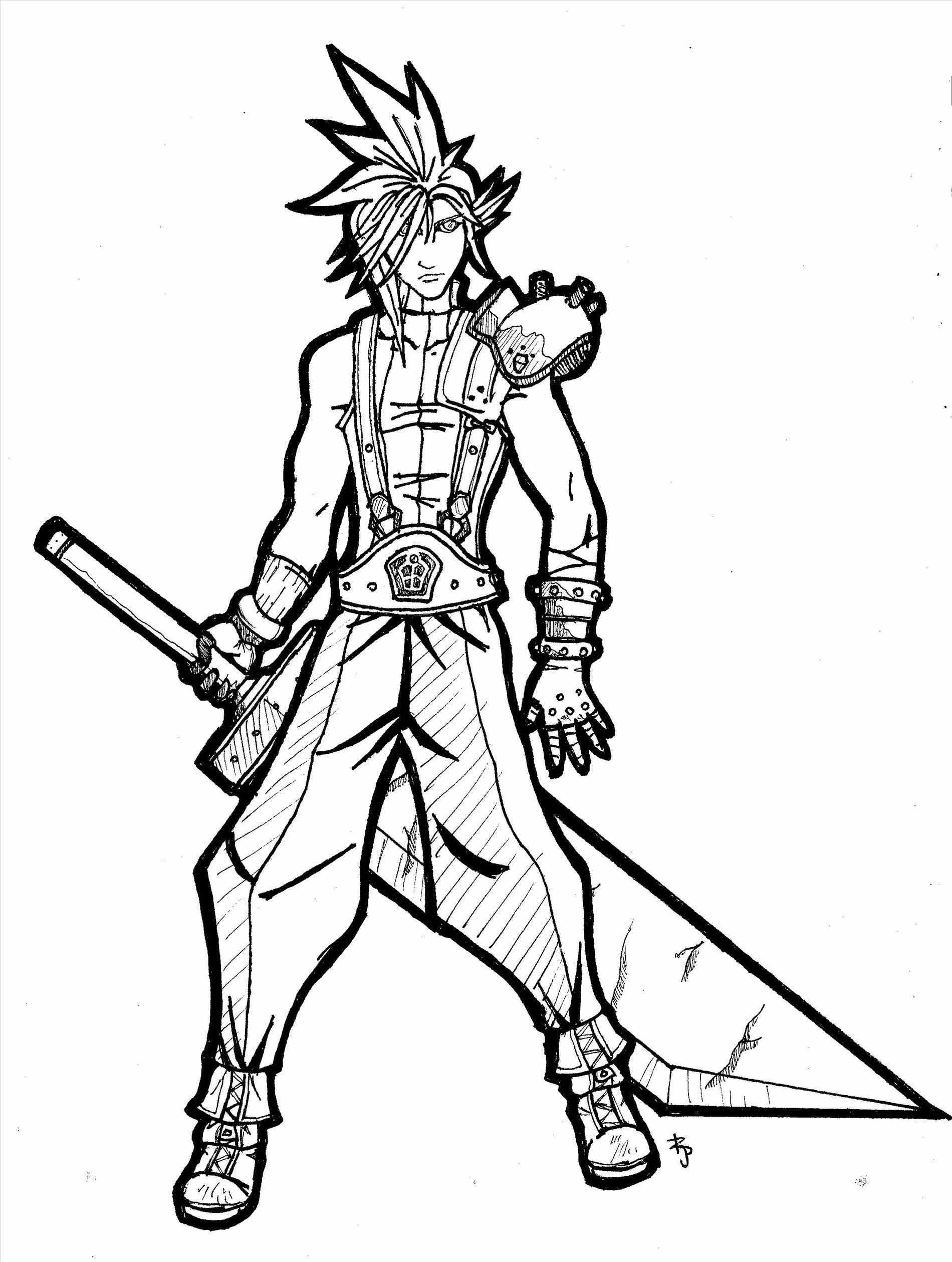 Cloud Strife Coloring Pages 1900x2518 Cloud Strife Coloring Pages