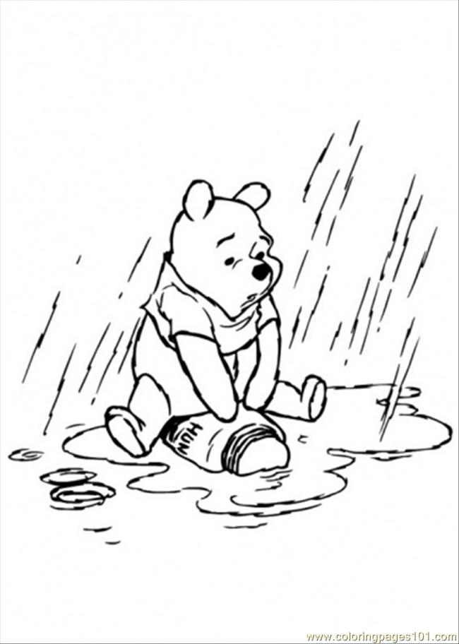 Pooh In The Rainy Day Coloring Page 650x912 Pooh In The Rainy Day Coloring Page