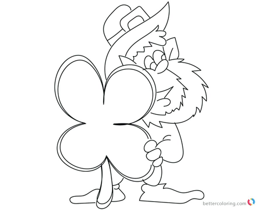 900x720 Four Leaf Clover Coloring Pages And Leprechaun Free Printable