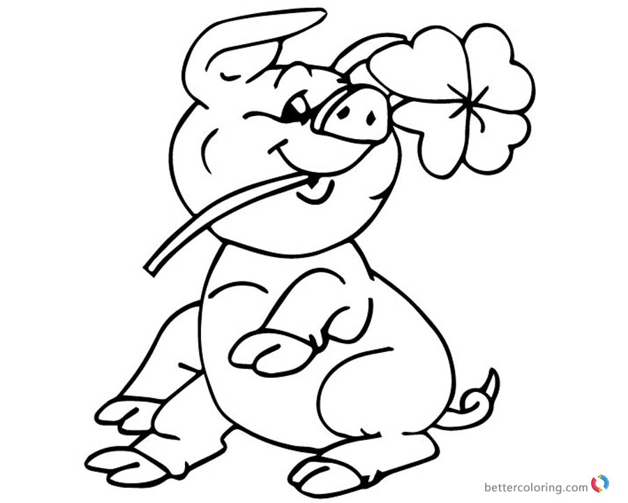 900x720 Four Leaf Clover Coloring Pages Pig