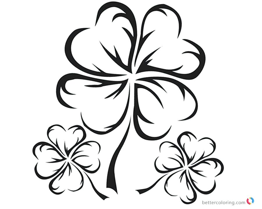 Four Leaf Clover Coloring Pages Realistic Black And White Free 900x720 Four Leaf Clover Coloring Pages Realistic Black And White Free