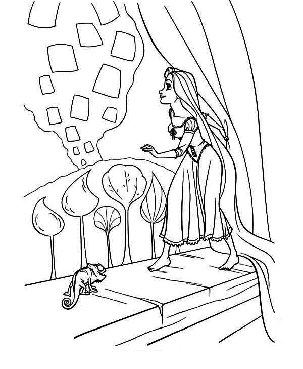 600x729 Tangled Lanterns Coloring Pages Rapunzel Let Down Your Hair Flynn