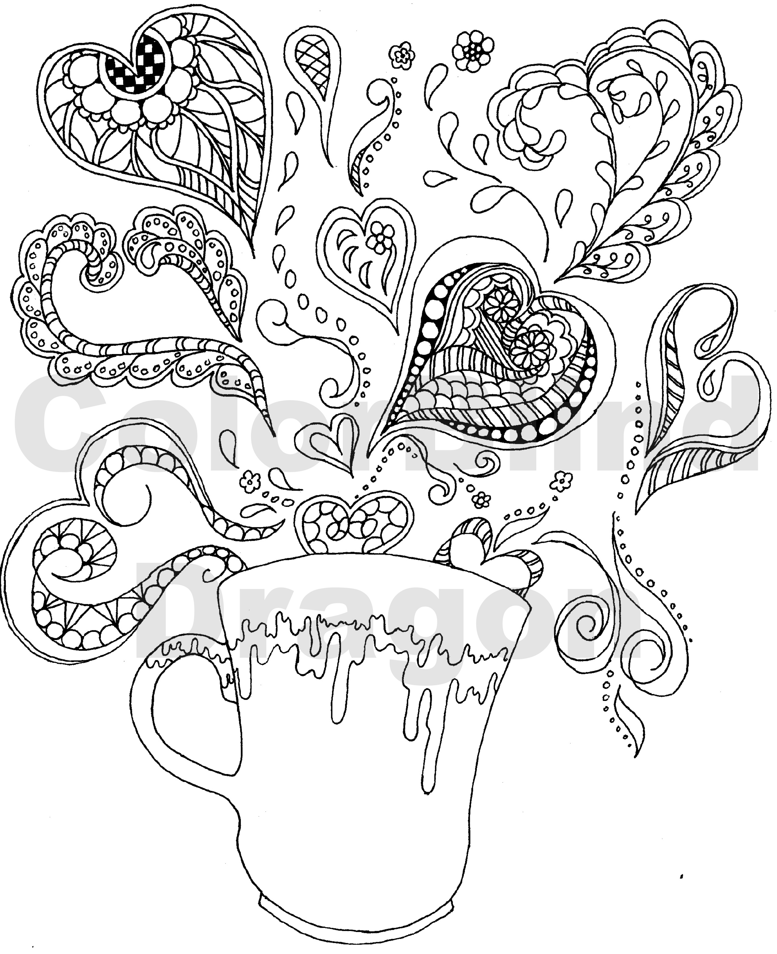 2550x3128 New Coffee Coloring Pages Colouring Pages Heart Romance Steam