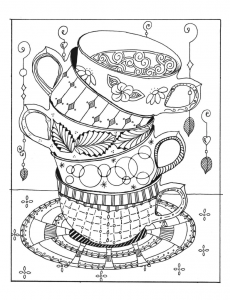 Cups Stacked Coloring Page Coffee + Tea Coloring Pages 230x300 Cups Stacked Coloring Page Coffee + Tea Coloring Pages