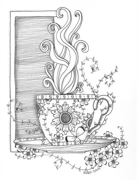 450x583 Coffee Cup Coloring Page Coloring Therapy Coffee