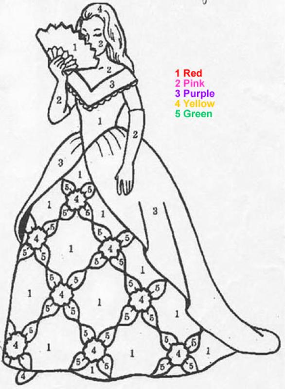 586x800 Color By Number Princess Printable Princess Coloring Pages