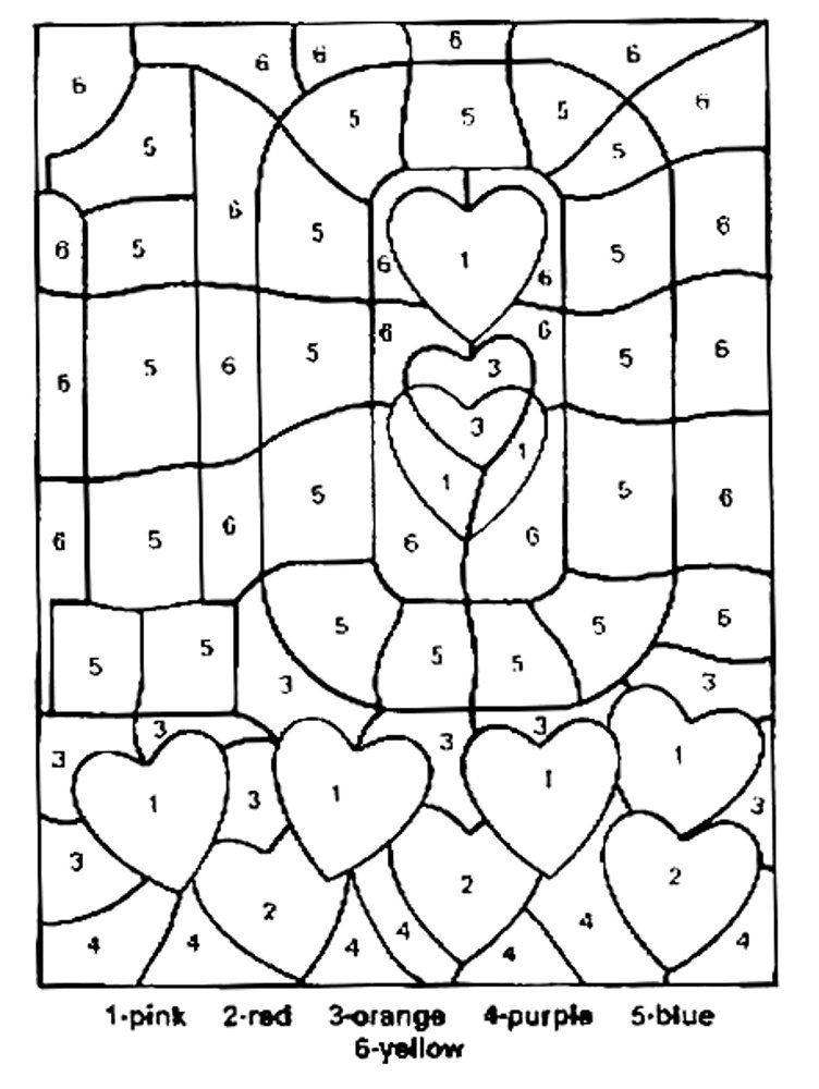 Valentine's Coloring Pages Number Ten Color By Numbers Coloring 752x1000 Valentine's Coloring Pages Number Ten Color By Numbers Coloring