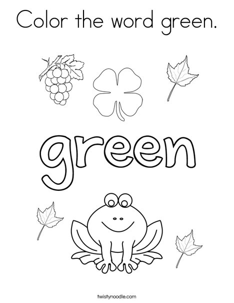 468x605 Color The Word Green Coloring Page