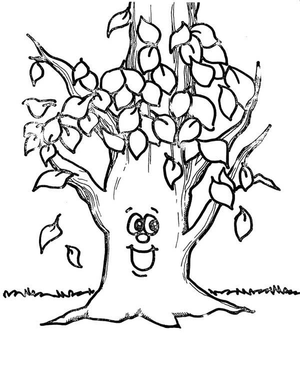 Fall Leaf, Happy Tree Fall Leaf Coloring Page Halloweenfall 600x733 Fall Leaf, Happy Tree Fall Leaf Coloring Page Halloweenfall