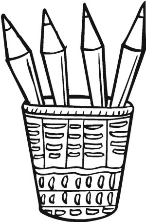 Four Colored Pencils In The Bucket Coloring Page 300x455 Four Colored Pencils In The Bucket Coloring Page