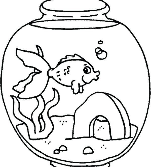 Fish Tank Coloring Page A Fish Feeling Lonely In Fish Tank 600x662 Fish Tank Coloring Page A Fish Feeling Lonely In Fish Tank