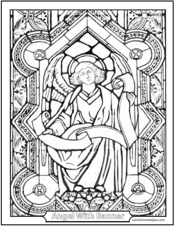 590x762 Angel Coloring Page Biblical Angel With Banner