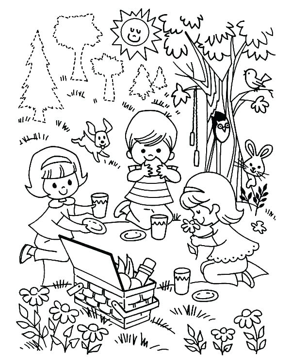 600x734 Astounding Picnic Coloring Pages Picnic Coloring Pages Summer