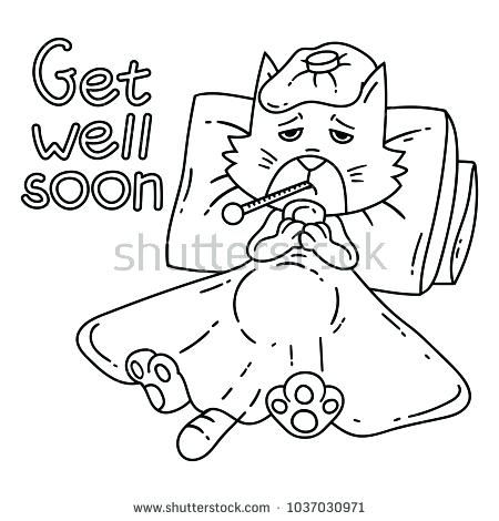 450x470 Thermometer Coloring Page Sickening Cat Withrmometer Under