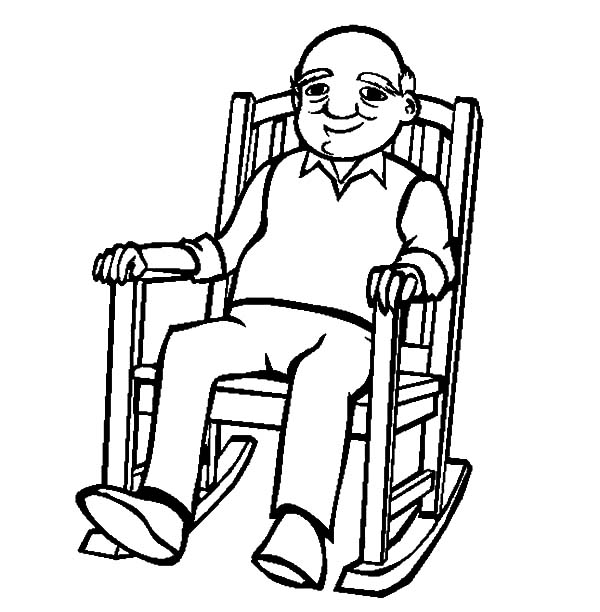 600x612 Grandfather Sitting Rocking Chair Coloring Pages Color Luna