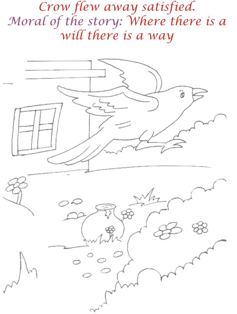 800x1059 Thirsty Crow Story Coloring Page For Kids 12