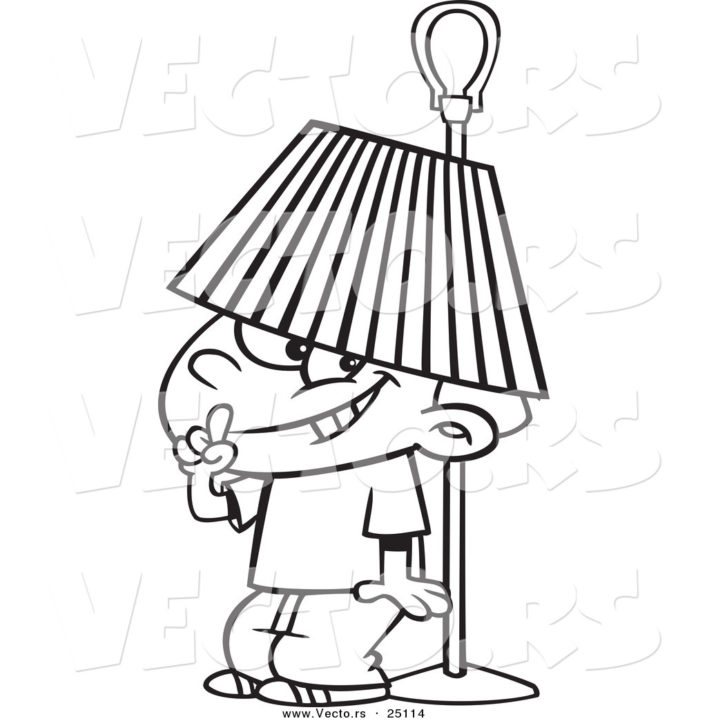 1024x1044 Vector Of A Cartoon Boy Hiding Under A Lamp Shade