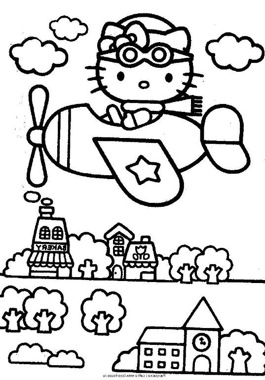537x768 Hello Kitty Flying On A City Coloring Page Cute Pages