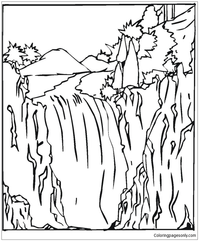Waterfall 2 Coloring Page 673x814 Waterfall 2 Coloring Page