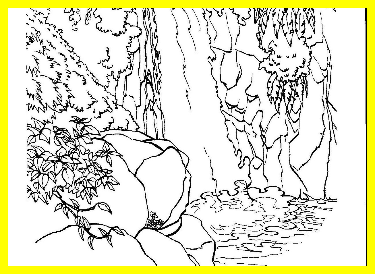 Appealing River Scene Coloring Page Waterfall Wood In Nature 1306x954 Appealing River Scene Coloring Page Waterfall Wood In Nature