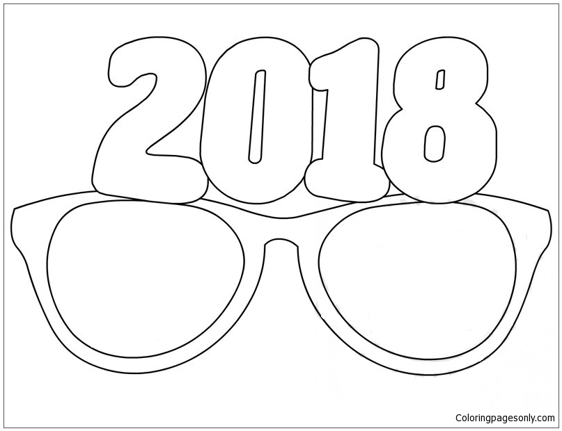 807x620 Party Glasses 2018 Coloring Page