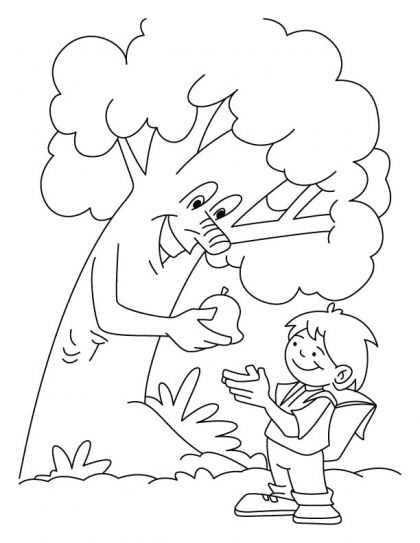 Tree Giving The Fruit To A Boy Coloring Pages Download Free Tree 420x543 Tree Giving The Fruit To A Boy Coloring Pages Download Free Tree