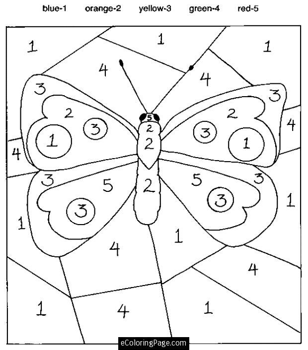 Color By Numbers Butterfly Coloring Page For Kids Printable 620x706 Color By Numbers Butterfly Coloring Page For Kids Printable