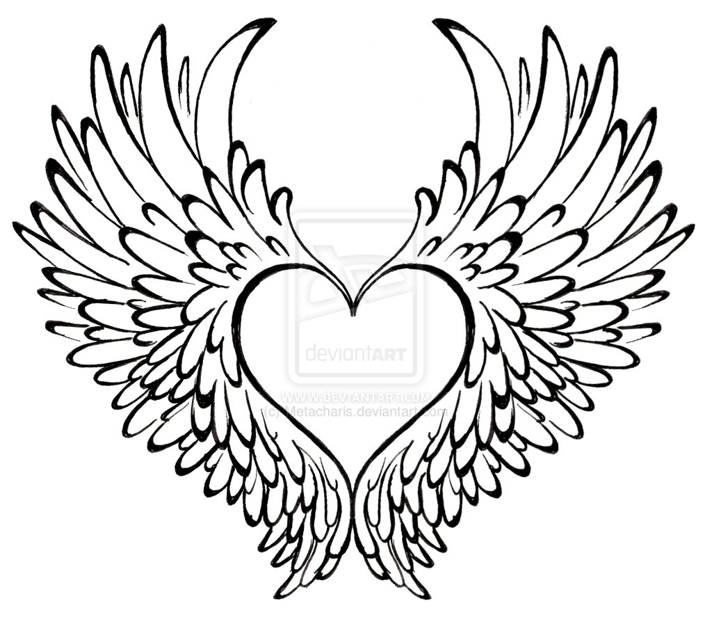 1024x887 Heart With Wings Coloring Pages