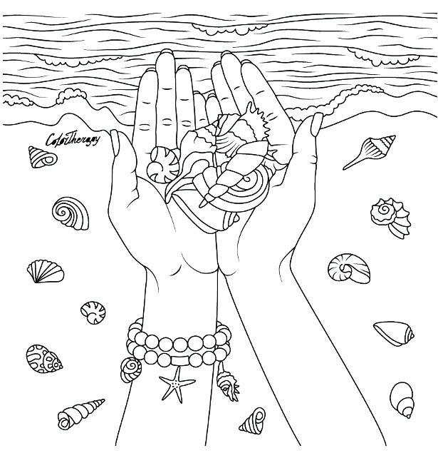 Coloring Pages App Hands With Seashells Coloring Page Color 615x635 Coloring Pages App Hands With Seashells Coloring Page Color