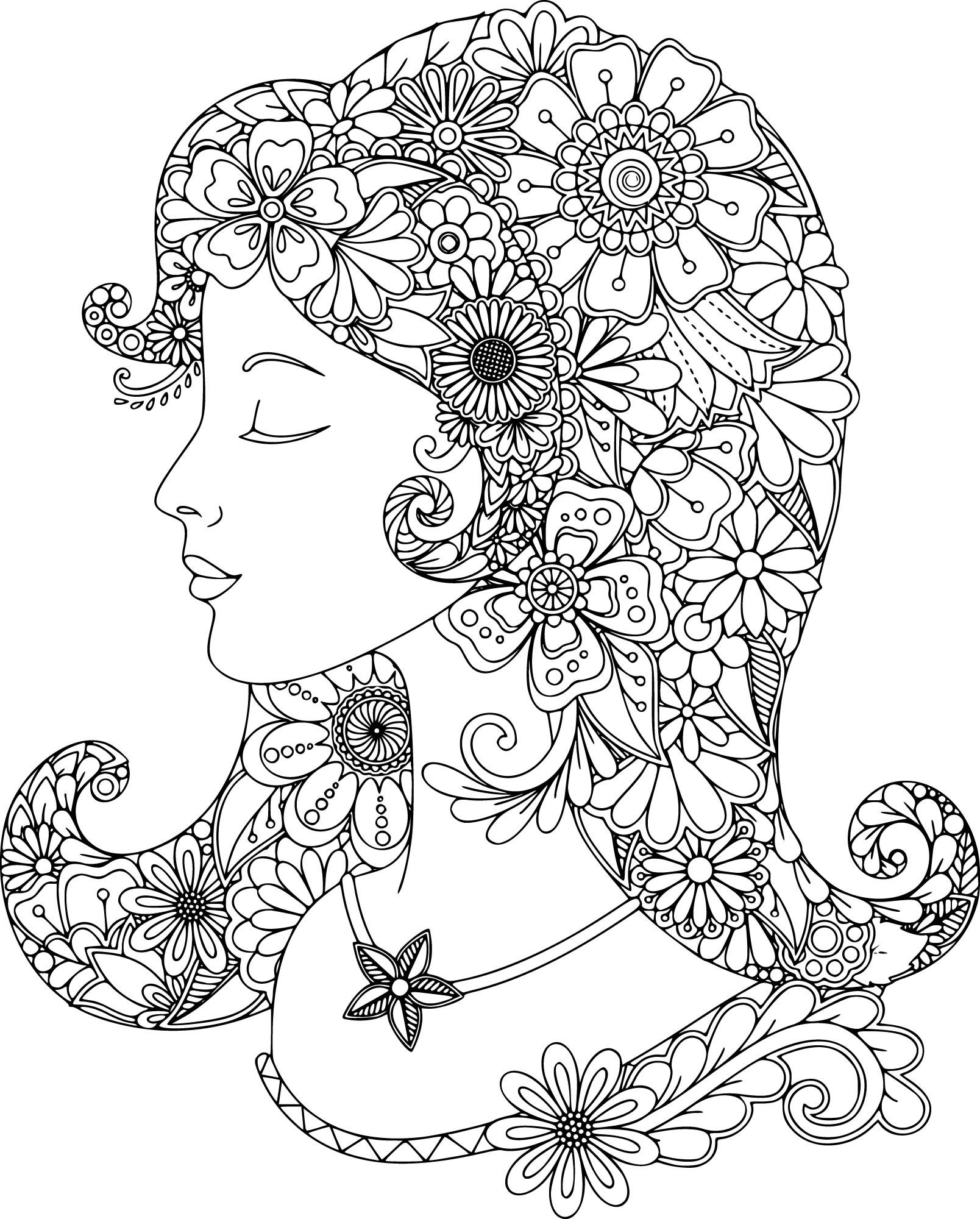 Lovely Lady Coloring Page For You To Color With Adult Coloring 1608x2000 Lovely Lady Coloring Page For You To Color With Adult Coloring