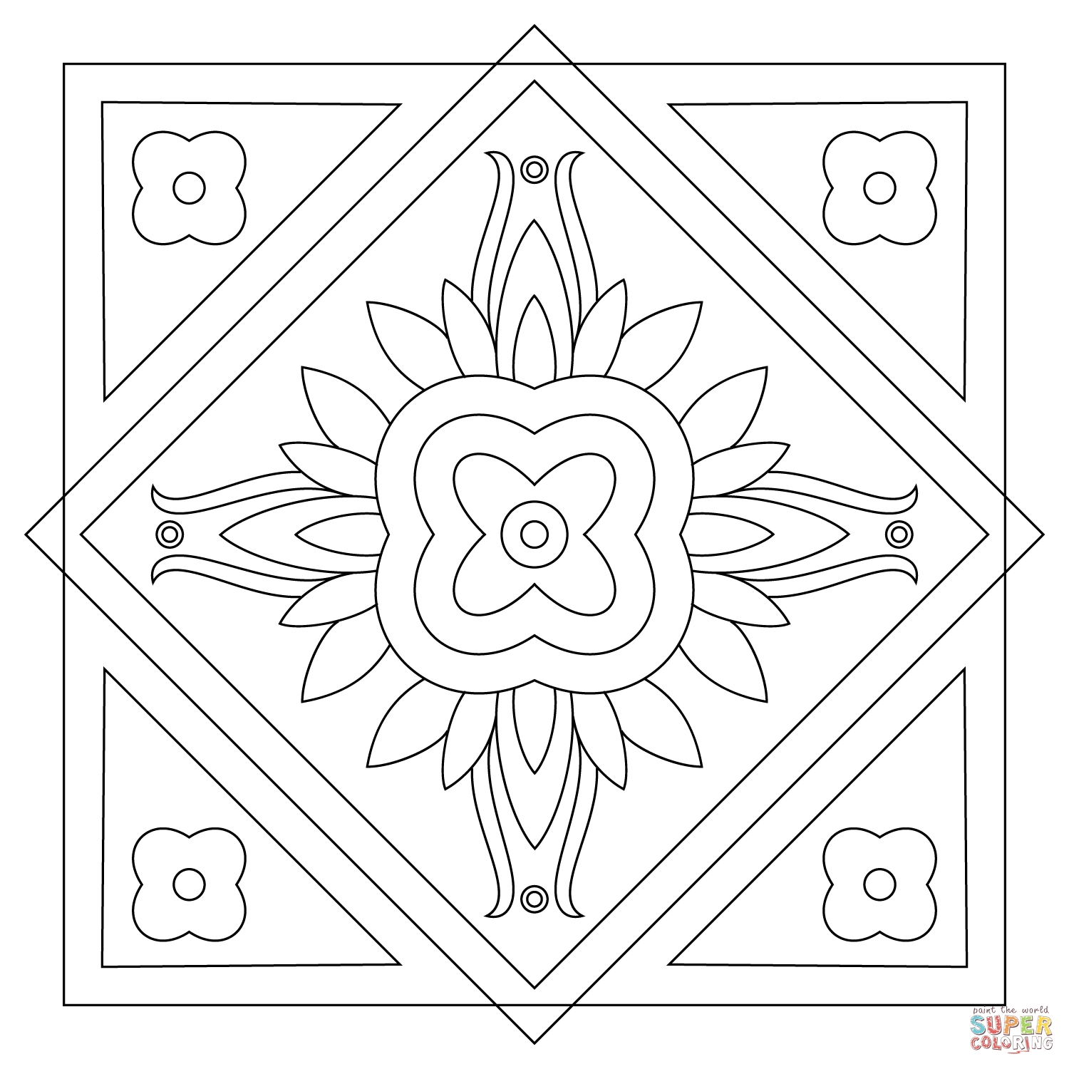 1500x1500 Awesome Square Mandala Coloring Pages Collection Printable