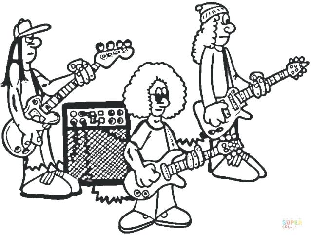 638x487 Rock And Roll Coloring Pages Rock Band On Rehearsal Coloring Page