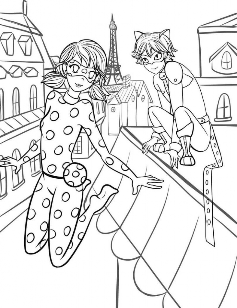 789x1024 Free Printable Miraculous Ladybug And Cat Noir Coloring Pages