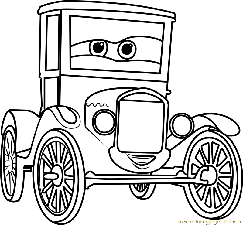 800x741 Lizzie From Cars 3 Coloring Page