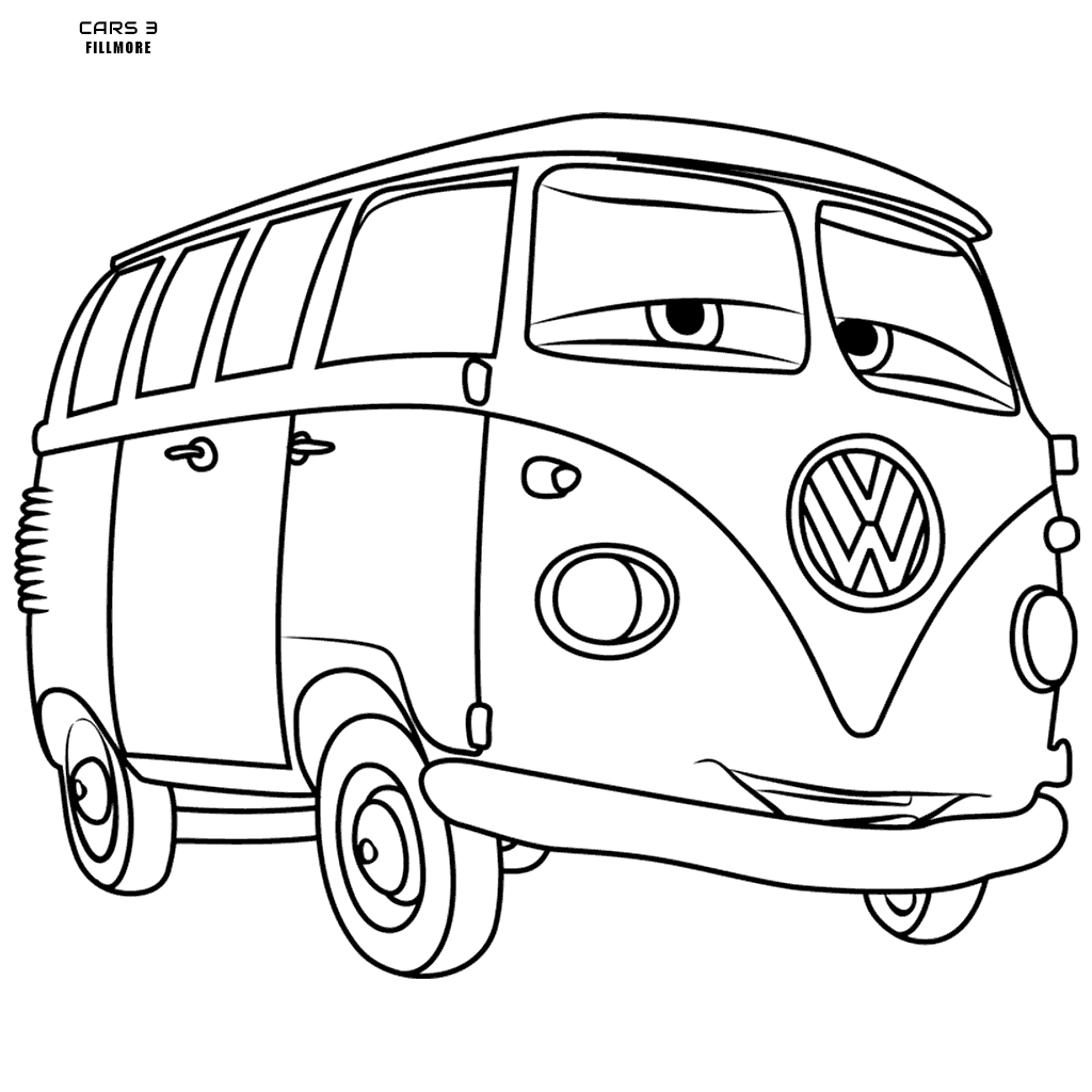 1024x1024 Cars 3 Colouring Fillmore Volkswagen Bus