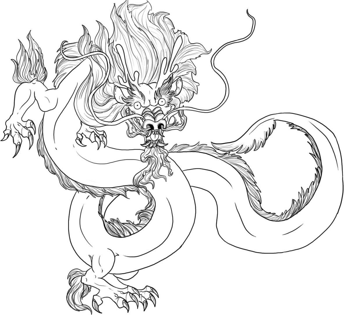 1182x1081 Chinese Dragon Coloring Page 5