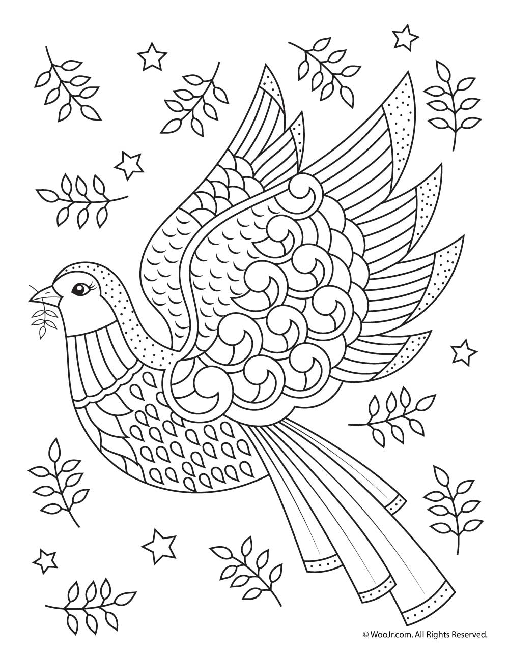 1000x1294 Adult Coloring Page Christmas Dove Woo! Jr. Kids Activities