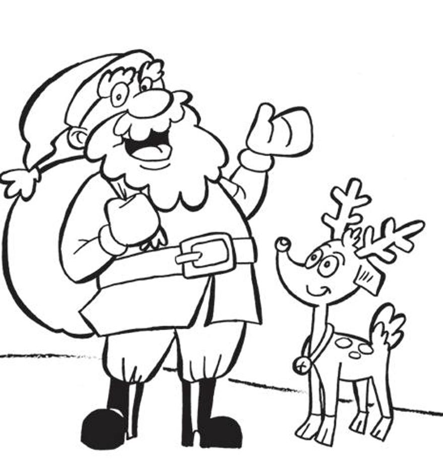 Santa And Reindeer Coloring Pages 879x932 Santa And Reindeer Coloring Pages