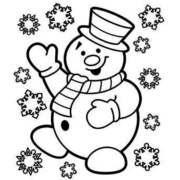 Mr Snowman Is Very Happy For Christmas Coloring Page 600x600 Mr Snowman Is Very Happy For Christmas Coloring Page