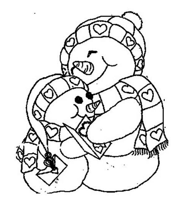 Two Mr Snowman On Christmas Holding Each Other Coloring Page 600x668 Two Mr Snowman On Christmas Holding Each Other Coloring Page